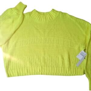 Abound Crop Mock Neck Pullover Sweater Size XXL/2XL in Green Limecream NWT